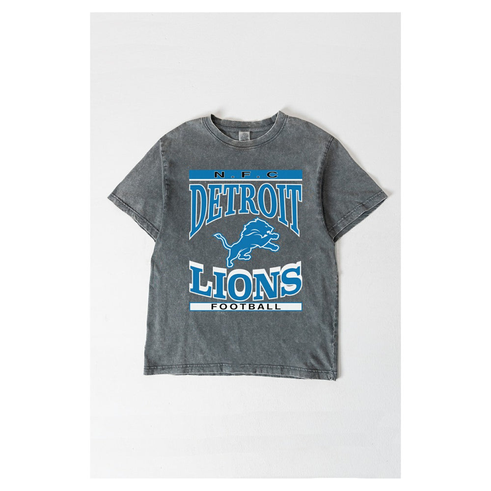 Detroit Lions Gameday Couture Women's Oversized Classic Grind Washed T-Shirt Gray