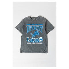Detroit Lions Gameday Couture Women's Oversized Classic Grind Washed T-Shirt Gray