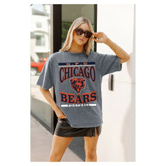 Chicago Bears Gameday Couture Women's Oversized Classic Grind Washed T-Shirt Gray