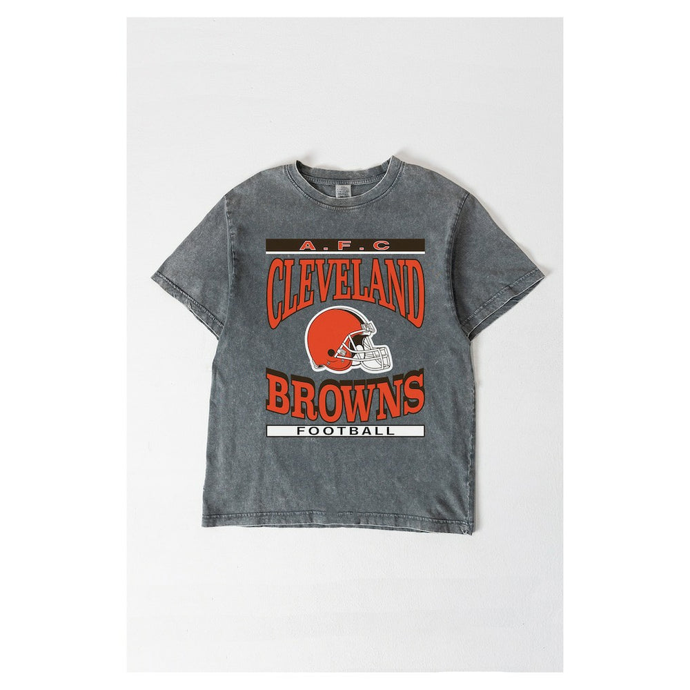 Cleveland Browns Gameday Couture Women's Oversized Classic Grind Washed T-Shirt Gray