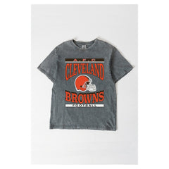 Cleveland Browns Gameday Couture Women's Oversized Classic Grind Washed T-Shirt Gray