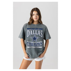 Dallas Cowboys Gameday Couture Women's Oversized Classic Grind Washed T-Shirt Gray