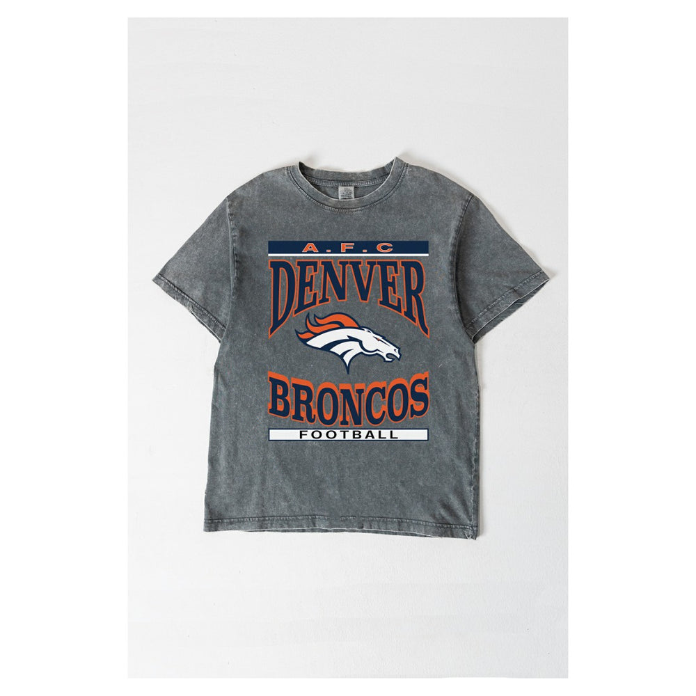 Denver Broncos Gameday Couture Women's Oversized Classic Grind Washed T-Shirt Gray
