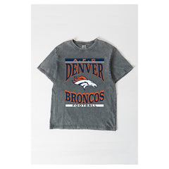 Denver Broncos Gameday Couture Women's Oversized Classic Grind Washed T-Shirt Gray