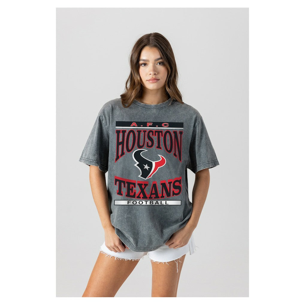 Houston Texans Gameday Couture Women's Oversized Classic Grind Washed T-Shirt Gray
