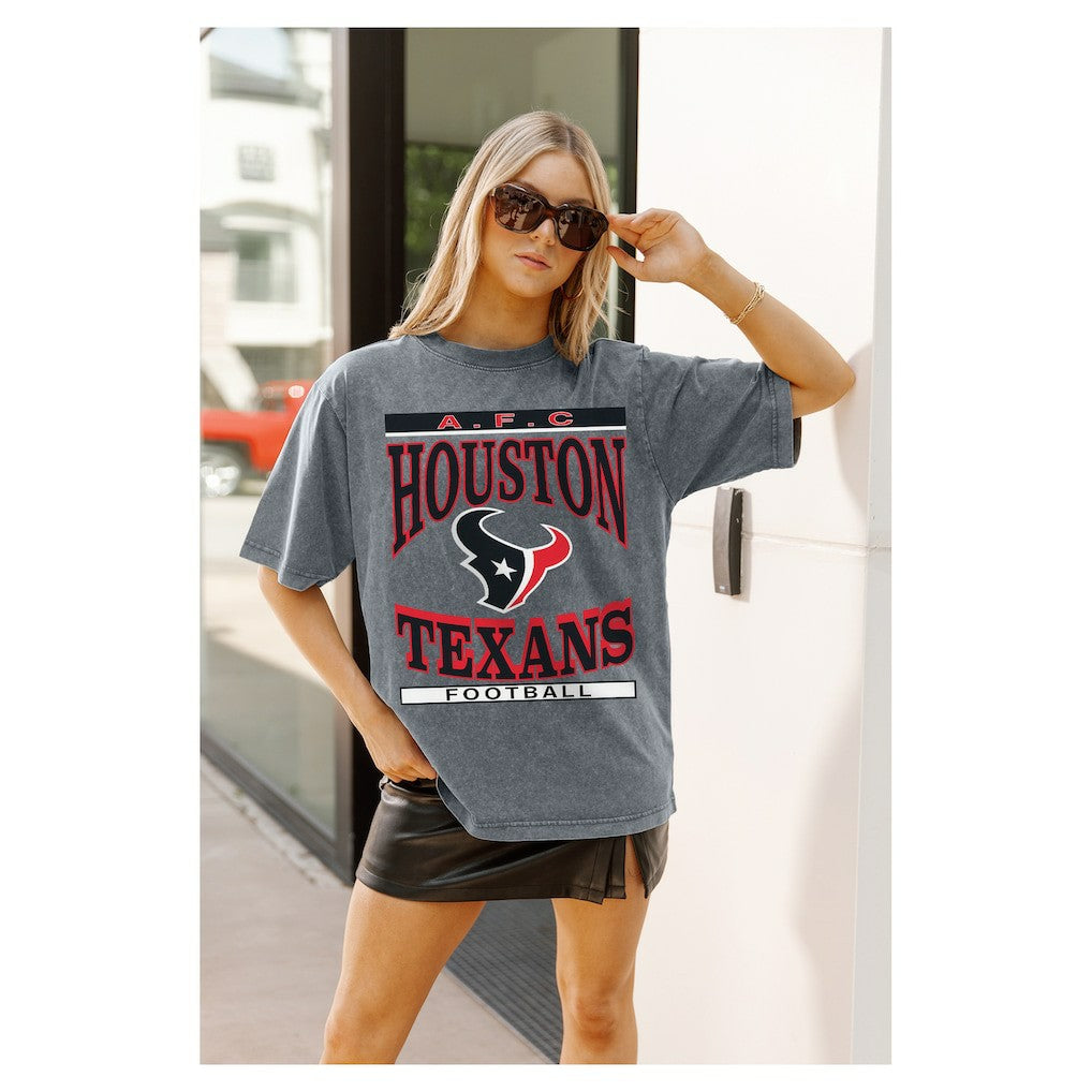 Houston Texans Gameday Couture Women's Oversized Classic Grind Washed T-Shirt Gray