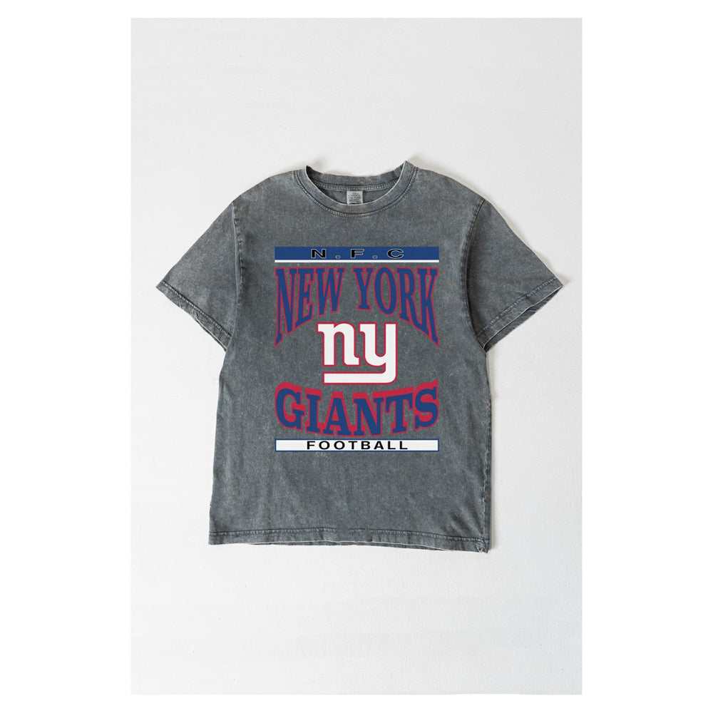 New York Giants Gameday Couture Women's Oversized Classic Grind Washed T-Shirt Gray