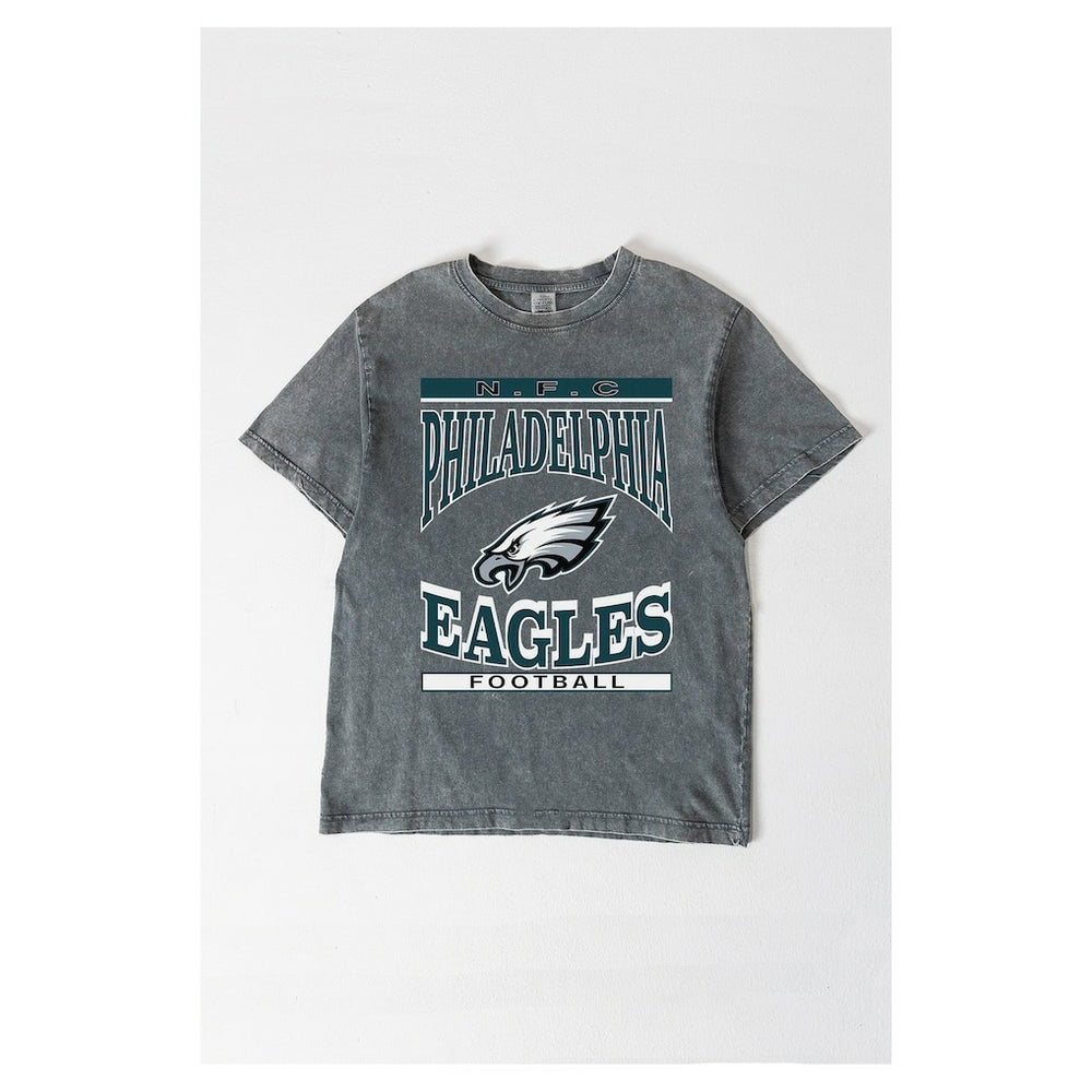 Philadelphia Eagles Gameday Couture Women's Oversized Classic Grind Washed T-Shirt Gray