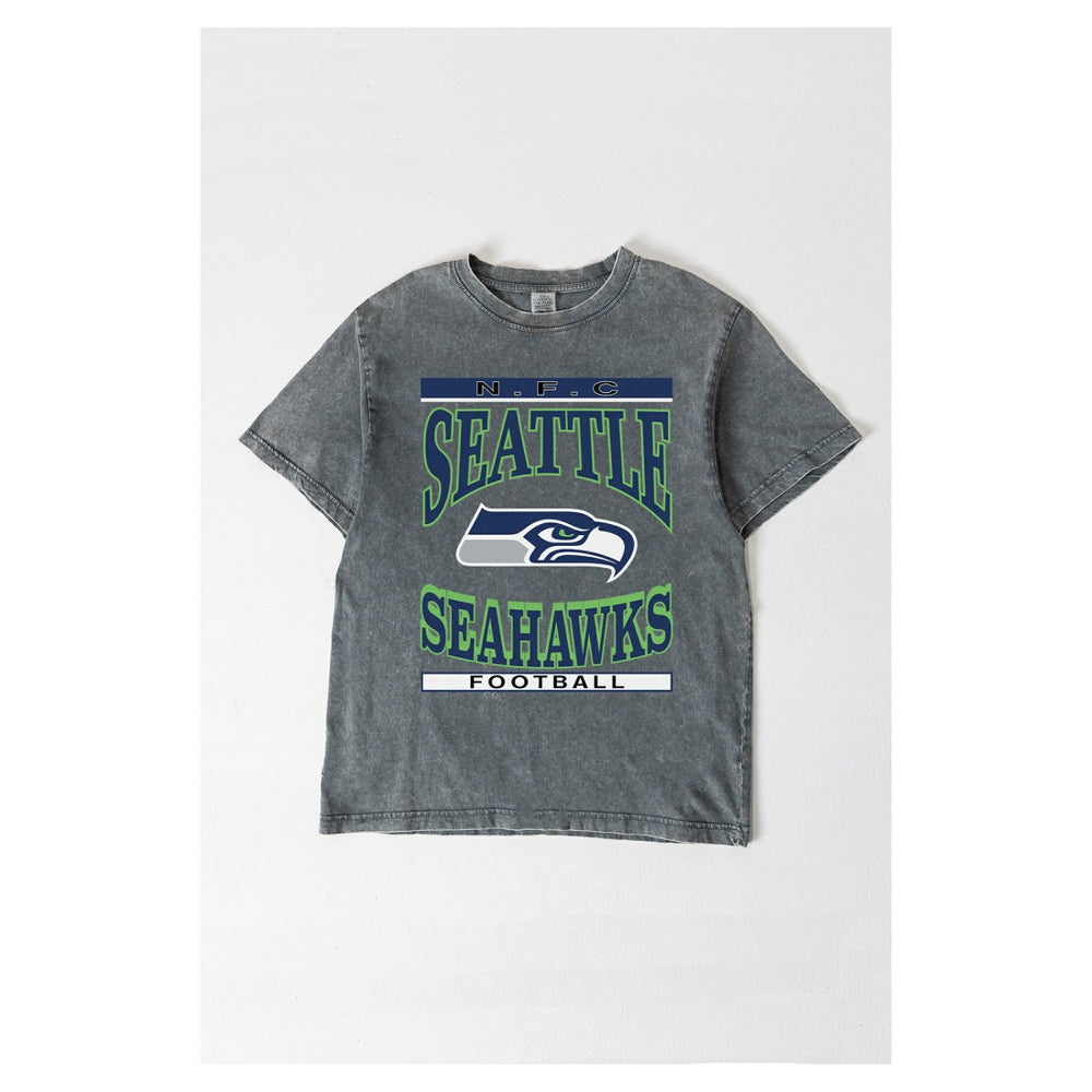Seattle Seahawks Gameday Couture Women's Oversized Classic Grind Washed T-Shirt Gray