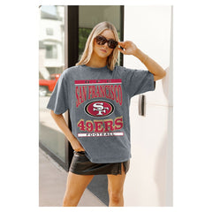 San Francisco 49ers Gameday Couture Women's Oversized Classic Grind Washed T-Shirt Gray
