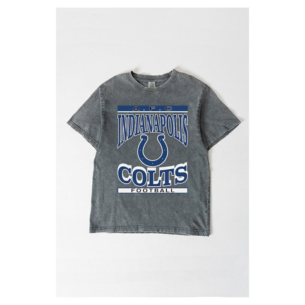 Indianapolis Colts Gameday Couture Women's Oversized Classic Grind Washed T-Shirt Gray