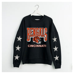 Cincinnati Bengals Gameday Couture Women's Pure Victory Rhinestud Star-Sleeve Pullover Sweatshirt Black