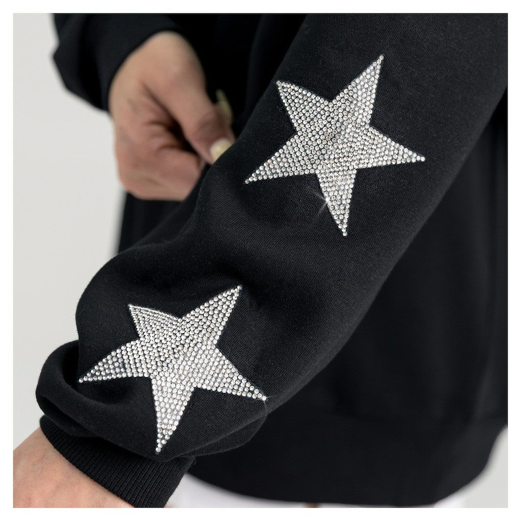 Atlanta Falcons Gameday Couture Women's Pure Victory Rhinestud Star-Sleeve Pullover Sweatshirt Black