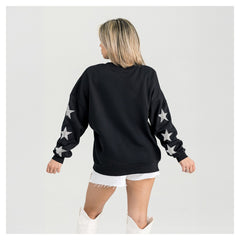 Houston Texans Gameday Couture Women's Pure Victory Rhinestud Star-Sleeve Pullover Sweatshirt Black
