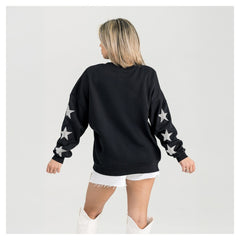 Green Bay Packers Gameday Couture Women's Pure Victory Rhinestud Star-Sleeve Pullover Sweatshirt Black