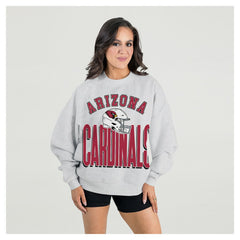 Arizona Cardinals Gameday Couture Women's Fierce Focus Premium Oversized Fleece Pullover Sweatshirt Ash