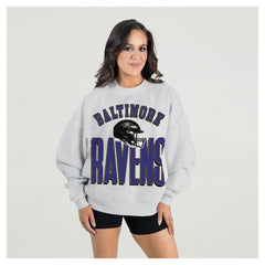 Baltimore Ravens Gameday Couture Women's Fierce Focus Premium Oversized Fleece Pullover Sweatshirt Ash
