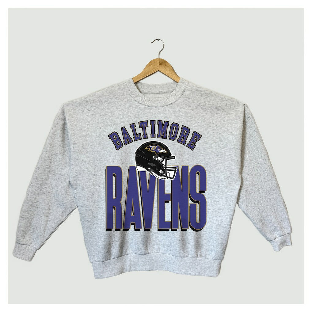 Baltimore Ravens Gameday Couture Women's Fierce Focus Premium Oversized Fleece Pullover Sweatshirt Ash