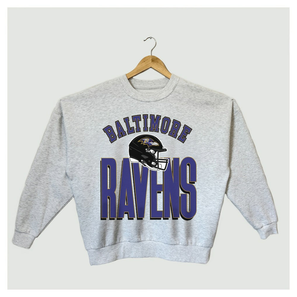 Baltimore Ravens Gameday Couture Women's Fierce Focus Premium Oversized Fleece Pullover Sweatshirt Ash