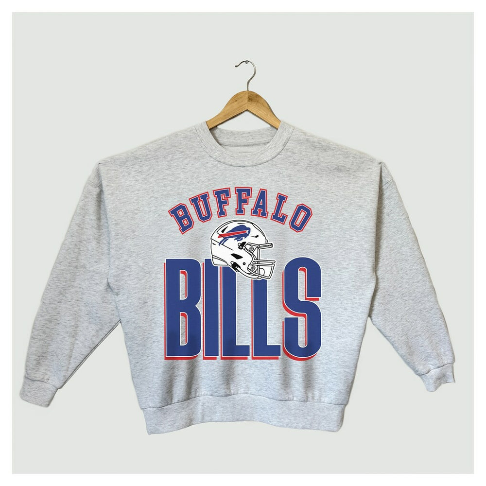 Buffalo Bills Gameday Couture Women's Fierce Focus Premium Oversized Fleece Pullover Sweatshirt Ash