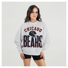 Chicago Bears Gameday Couture Women's Fierce Focus Premium Oversized Fleece Pullover Sweatshirt Ash