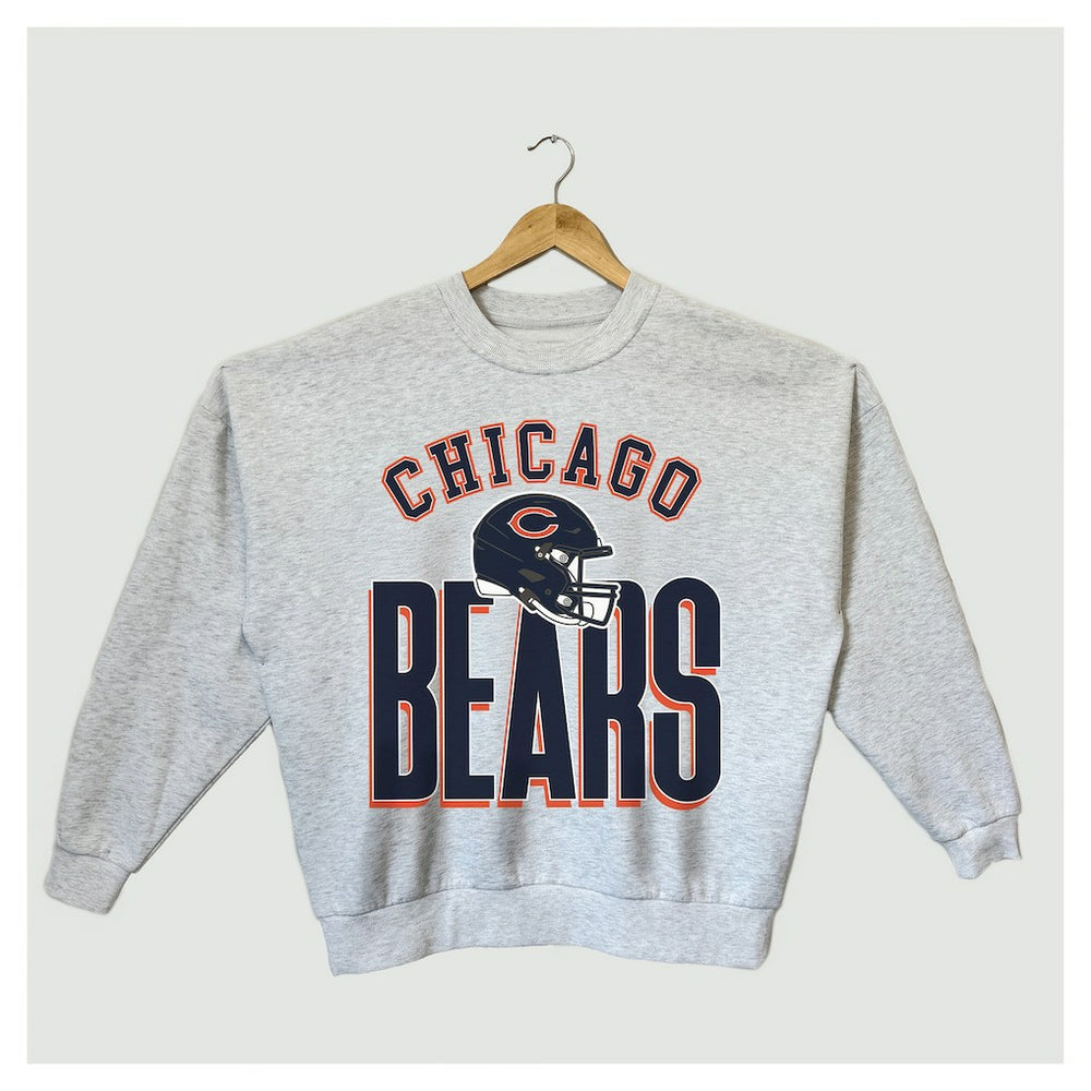 Chicago Bears Gameday Couture Women's Fierce Focus Premium Oversized Fleece Pullover Sweatshirt Ash
