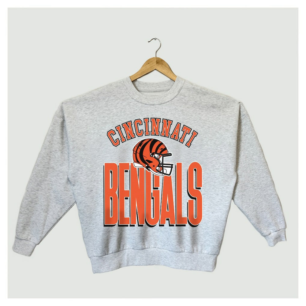 Cincinnati Bengals Gameday Couture Women's Fierce Focus Premium Oversized Fleece Pullover Sweatshirt Ash