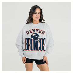 Denver Broncos Gameday Couture Women's Fierce Focus Premium Oversized Fleece Pullover Sweatshirt Ash