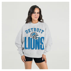 Detroit Lions Gameday Couture Women's Fierce Focus Premium Oversized Fleece Pullover Sweatshirt Ash