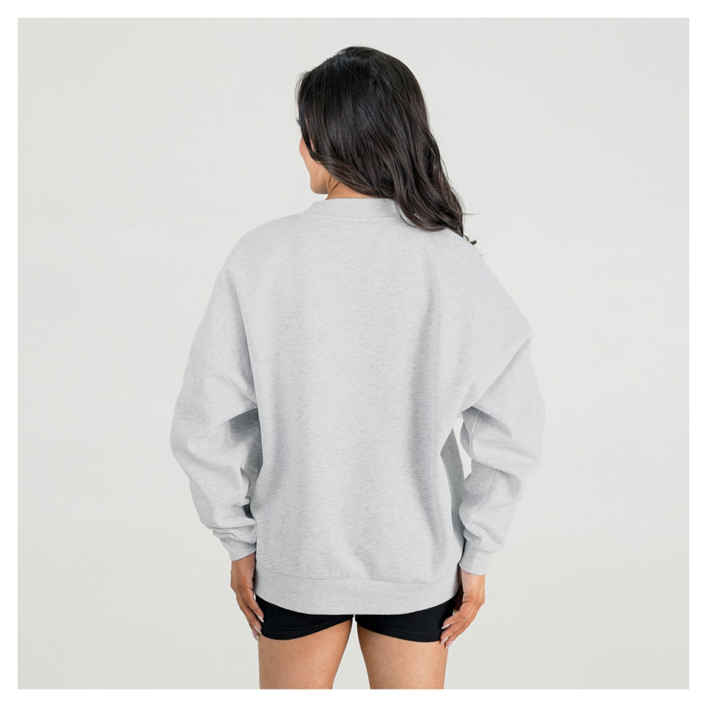 Detroit Lions Gameday Couture Women's Fierce Focus Premium Oversized Fleece Pullover Sweatshirt Ash