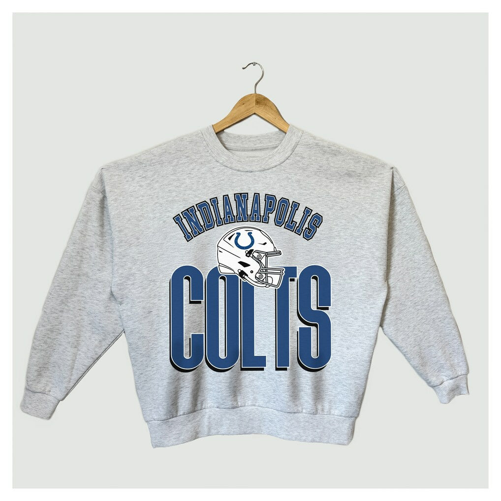 Indianapolis Colts Gameday Couture Women's Fierce Focus Premium Oversized Fleece Pullover Sweatshirt Ash