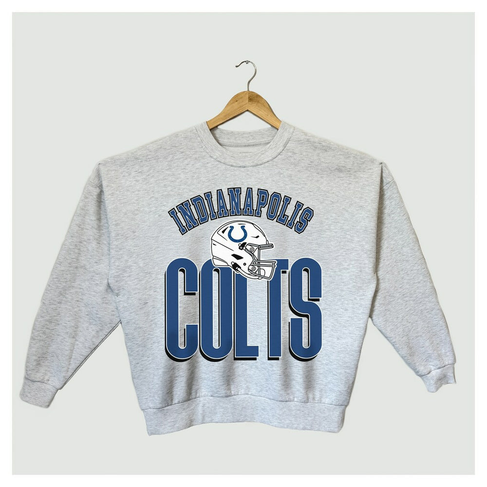 Indianapolis Colts Gameday Couture Women's Fierce Focus Premium Oversized Fleece Pullover Sweatshirt Ash