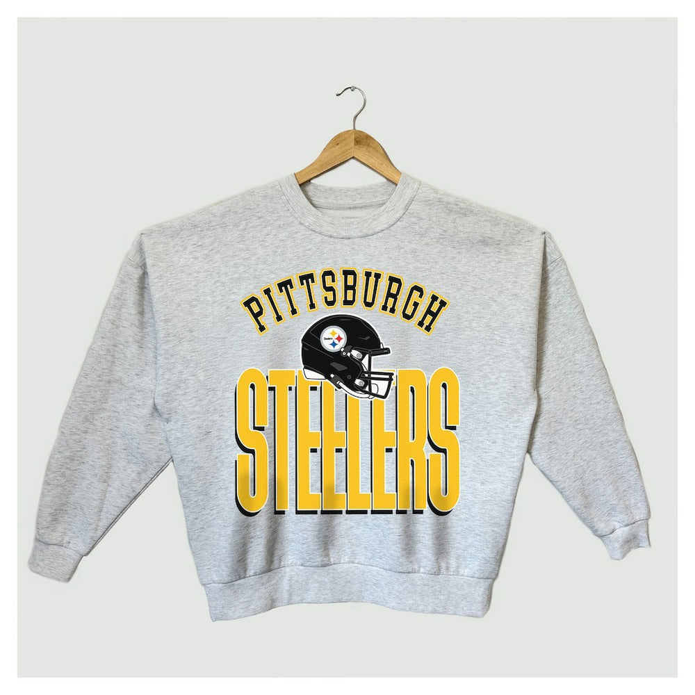 Pittsburgh Steelers Gameday Couture Women's Fierce Focus Premium Oversized Fleece Pullover Sweatshirt Ash