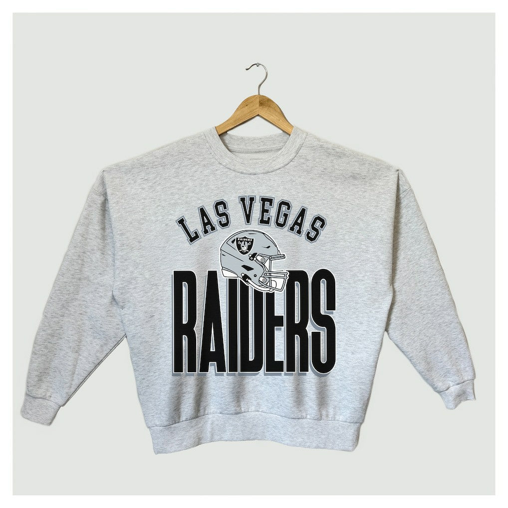 Las Vegas Raiders Gameday Couture Women's Fierce Focus Premium Oversized Fleece Pullover Sweatshirt Ash