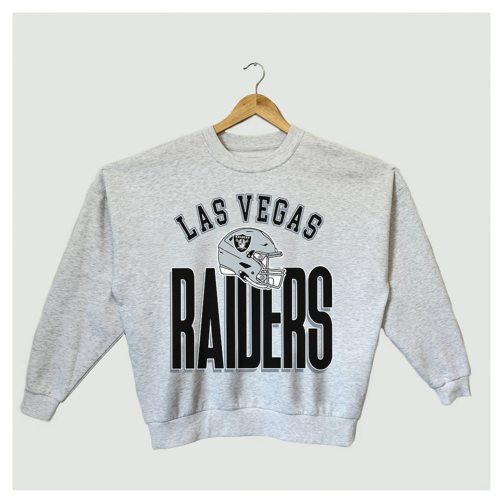 Las Vegas Raiders Gameday Couture Women's Fierce Focus Premium Oversized Fleece Pullover Sweatshirt Ash