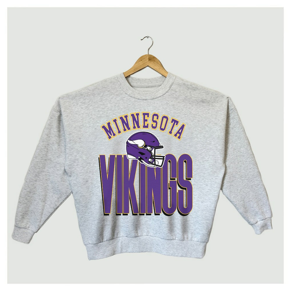 Minnesota Vikings Gameday Couture Women's Fierce Focus Premium Oversized Fleece Pullover Sweatshirt Ash
