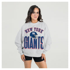New York Giants Gameday Couture Women's Fierce Focus Premium Oversized Fleece Pullover Sweatshirt Ash
