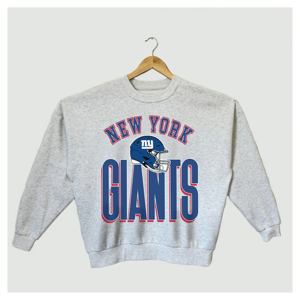 New York Giants Gameday Couture Women's Fierce Focus Premium Oversized Fleece Pullover Sweatshirt Ash
