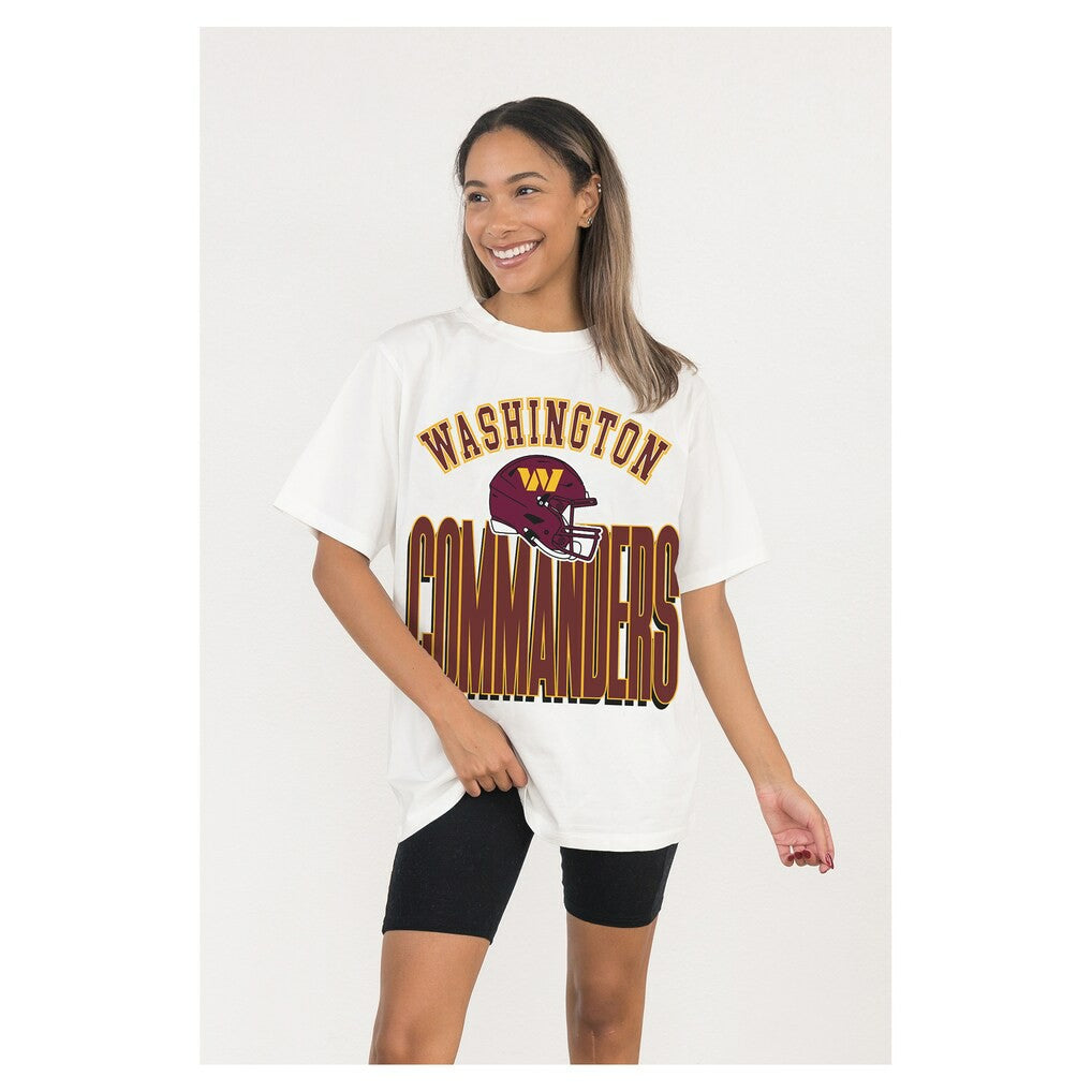 Washington Commanders Gameday Couture Women's Oversized Classic Fierce Focus T-Shirt White
