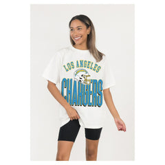 Los Angeles Chargers Gameday Couture Women's Oversized Classic Fierce Focus T-Shirt White