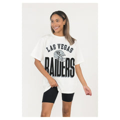 Las Vegas Raiders Gameday Couture Women's Oversized Classic Fierce Focus T-Shirt White