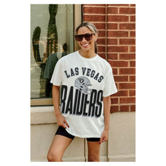 Las Vegas Raiders Gameday Couture Women's Oversized Classic Fierce Focus T-Shirt White