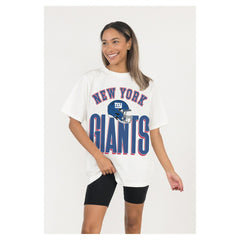 New York Giants Gameday Couture Women's Oversized Classic Fierce Focus T-Shirt White