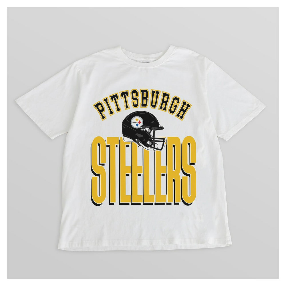 Pittsburgh Steelers Gameday Couture Women's Oversized Classic Fierce Focus T-Shirt White