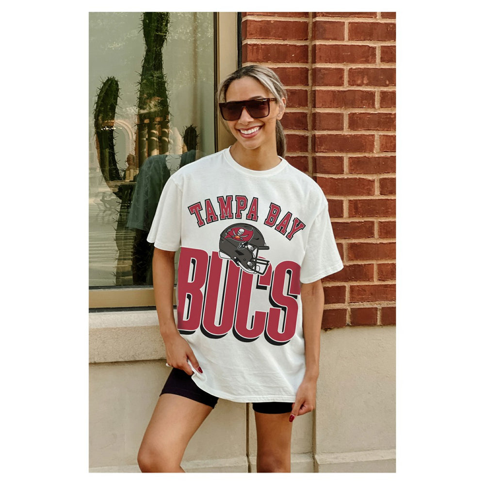 Tampa Bay Buccaneers Gameday Couture Women's Oversized Classic Fierce Focus T-Shirt White