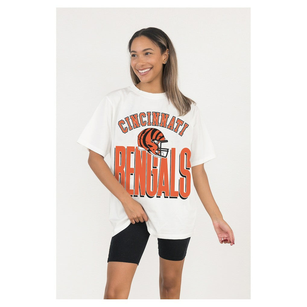 Cincinnati Bengals Gameday Couture Women's Oversized Classic Fierce Focus T-Shirt White