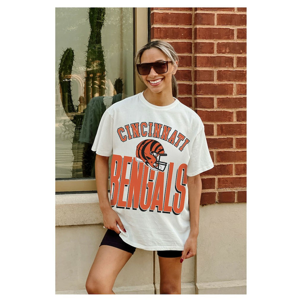 Cincinnati Bengals Gameday Couture Women's Oversized Classic Fierce Focus T-Shirt White