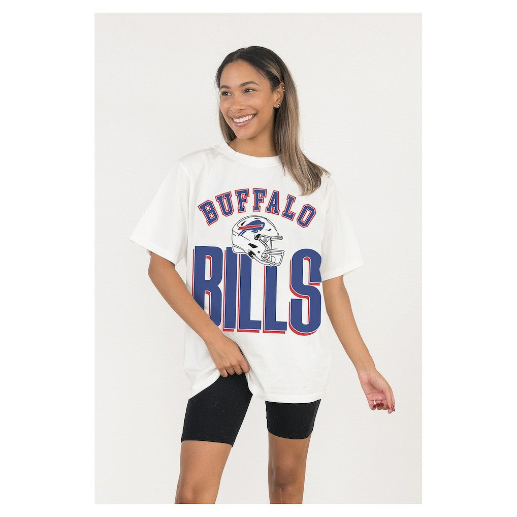 Buffalo Bills Gameday Couture Women's Oversized Classic Fierce Focus T-Shirt White