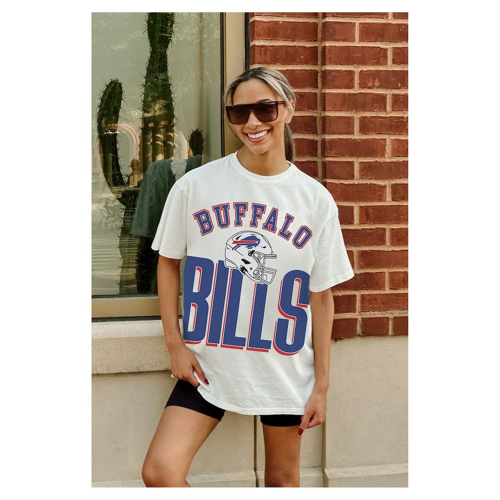 Buffalo Bills Gameday Couture Women's Oversized Classic Fierce Focus T-Shirt White