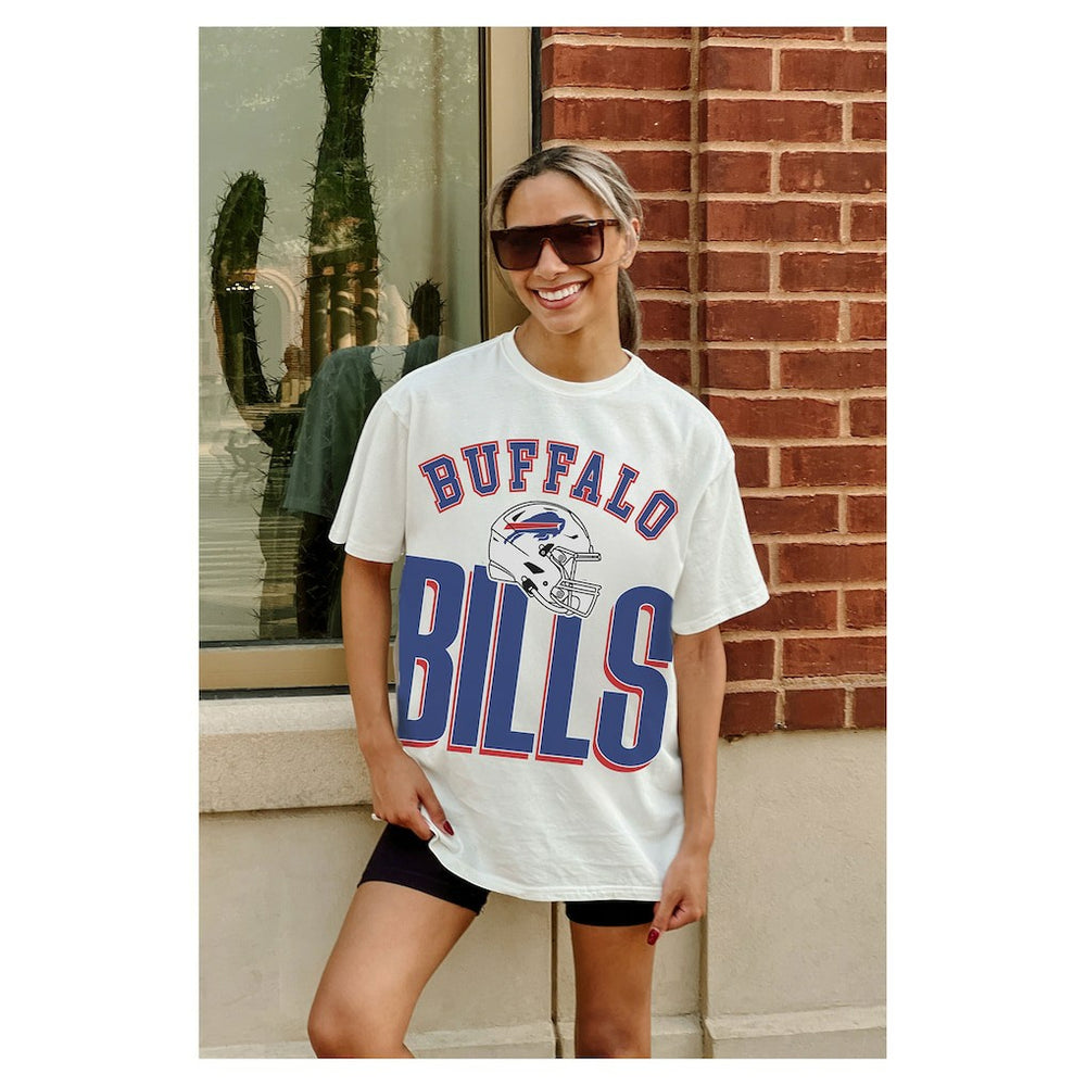 Buffalo Bills Gameday Couture Women's Oversized Classic Fierce Focus T-Shirt White